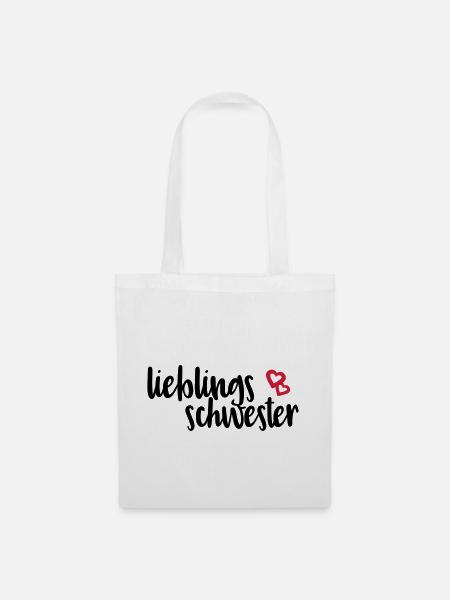 Lieblingsschwester Geschwisterliebe Geschenk - Stoffbeutel - Weiß