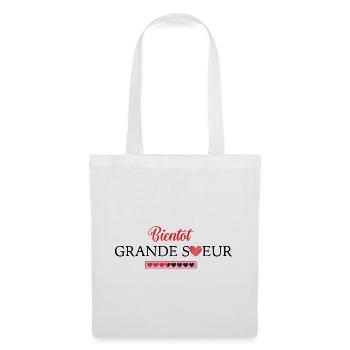 tshirt bientôt grande soeur - Sac en tissu - blanc - Devant