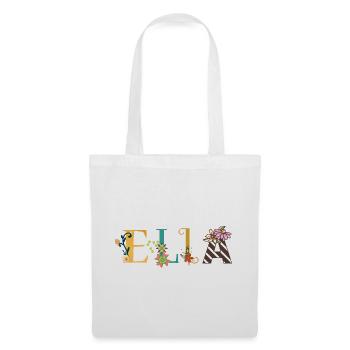 ELLA Name Art With Flowers Embroidered - Tote Bag - white - Front