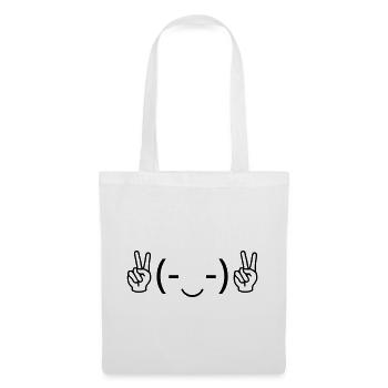 Peace Emote ✌ (-‿-) ✌ Victory Kaomoji - Tote Bag - white - Front