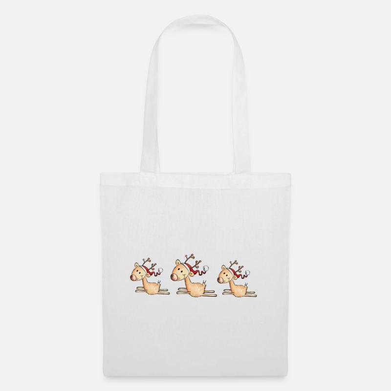 Rentier Trio - Weihnachten - Comic - Geschenk - Stoffbeutel - Weiß