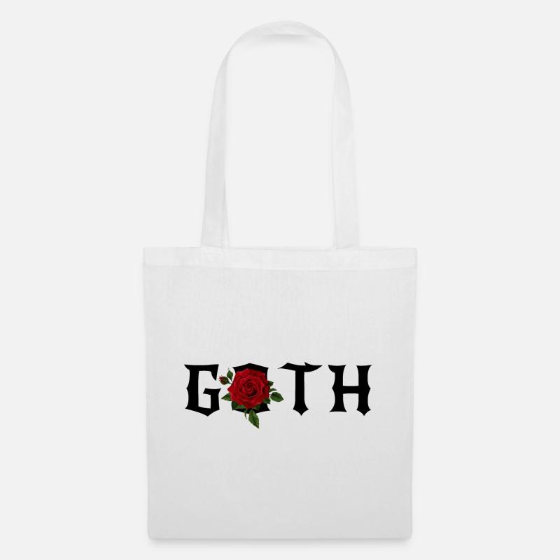 Goth Gothic Theme with a Red Rose - Tote Bag - white