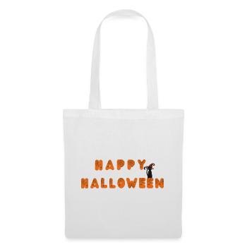 Happy Halloween Spinnennetz Schrift - Stoffbeutel - Weiß - Vorne