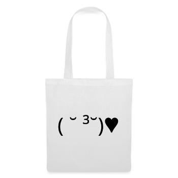 Kuss Emote ( ˘ ³˘)♥ Herz Kaomoji - Stoffbeutel - Weiß - Vorne