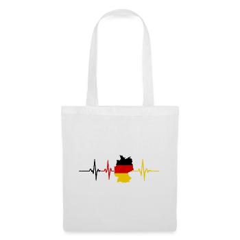 Deutschland Herzschlag Karte Flagge - Stoffbeutel - Weiß - Vorne