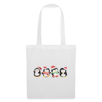 Drôle de pinguin Noël - Sac en tissu - blanc - Devant
