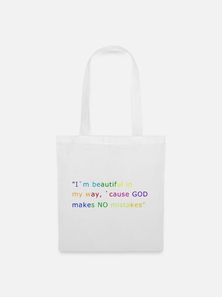 I`m beautiful `cause GOD makes NO mistakes - Stoffbeutel - Weiß