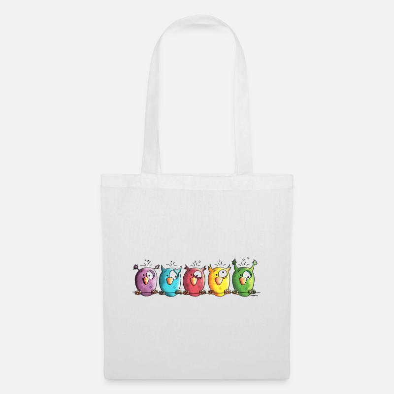 Funny Owls - Eule - Vogel - Stoffbeutel - Weiß