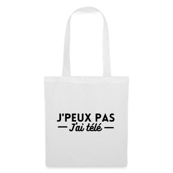 j'peux pas j'ai télé. t-shirt télévision humour - Sac en tissu - blanc - Devant