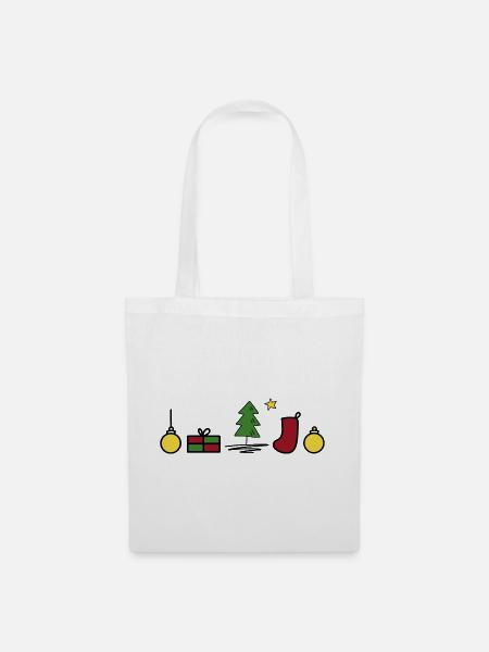 Lustige Symbole zu Weihnachten - Stoffbeutel - Weiß