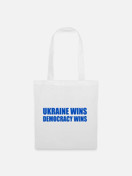 Ukraine wins democracy wins - Stoffbeutel - Weiß