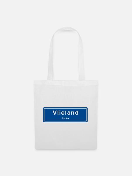Ortsschild Vlieland - Stoffbeutel - Weiß