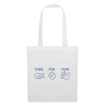 Schere Stein Papier Spiel Handspiel Silhouette - Stoffbeutel - Weiß - Vorne