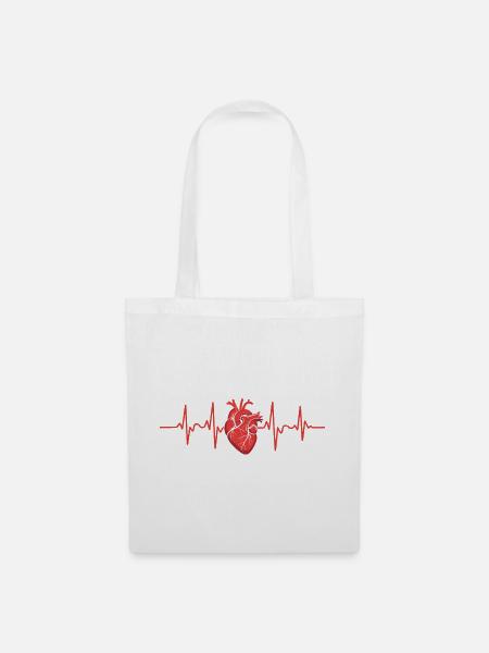 Herzschlag Design mit Anatomischem Fokus - Stoffbeutel - Weiß
