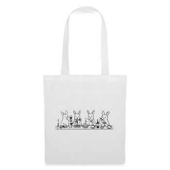 Lapins à table - Sac en tissu - blanc - Devant