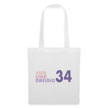 34. Geburtstag Geschenk Vierunddreißig - Stoffbeutel - Weiß - Vorne