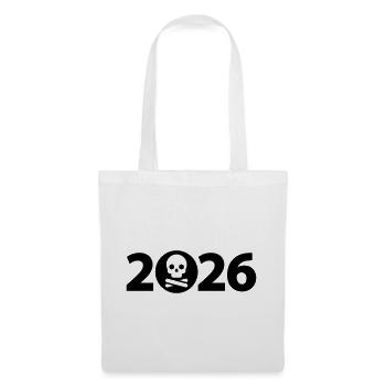 Pirat 2026, Totenkopf 2026, Halloween 2026 - Stoffbeutel - Weiß - Vorne