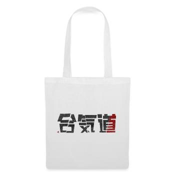 Aikido Monochrome Sliced Kanji with Red Accent - Tote Bag - white - Front