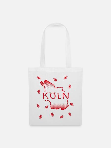 Köln, Umriss, Schneeflocke, Weihnachten - Stoffbeutel - Weiß