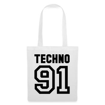 TECHNO Rave Techno 90s 90er - Stoffbeutel - Weiß - Vorne
