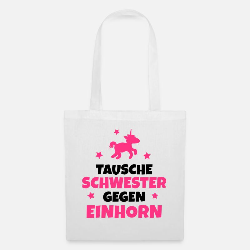 Tausche Schwester gegen Einhorn - Stoffbeutel - Weiß