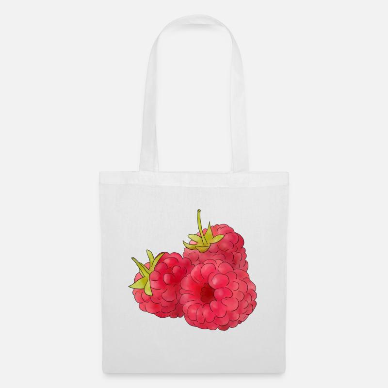 Himbeeren - Stoffbeutel - Weiß