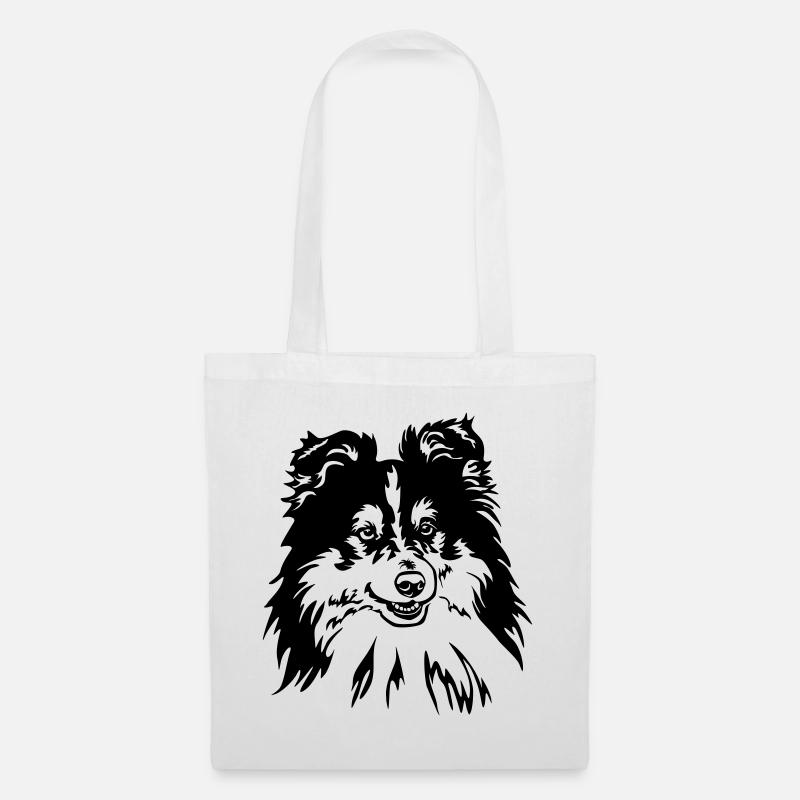 Sheltie Kopf - Stoffbeutel - Weiß