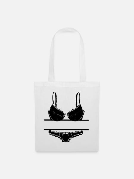 Dessous-Logo für BH und Slip - Stoffbeutel - Weiß