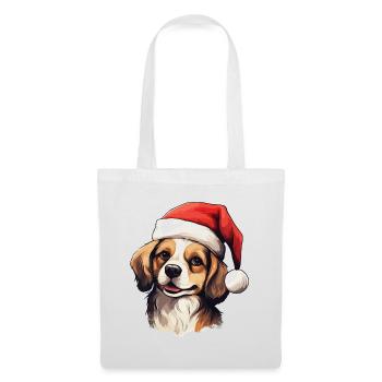 Chien Noël Père Noël chapeau joyeux dogmes laide - Sac en tissu - blanc - Devant