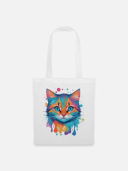 Niedliche Katze - Stoffbeutel - Weiß