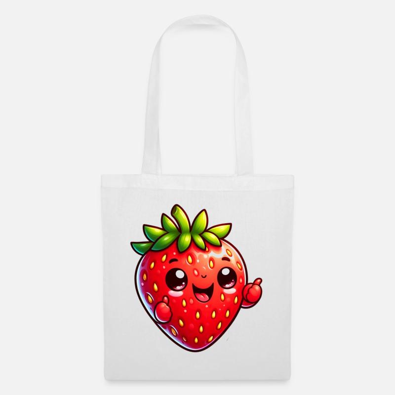 Erdbeer-Erdbeeren - Stoffbeutel - Weiß