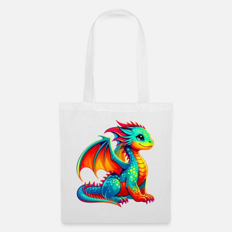 Drache - Stoffbeutel - Weiß