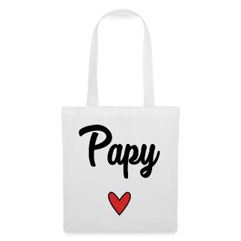 PAPY. FÊTE DES PÈRES. BONNE FÊTE PAPY. JE T'AIME. - Sac en tissu - blanc - Devant