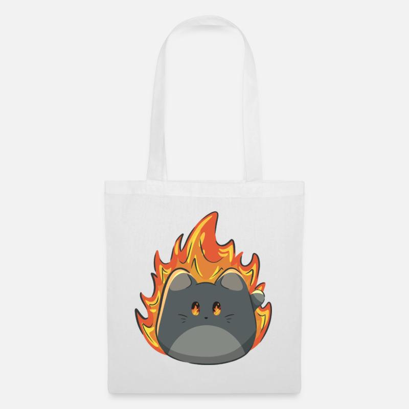 Süße Katze mit Feuer - Stoffbeutel - Weiß