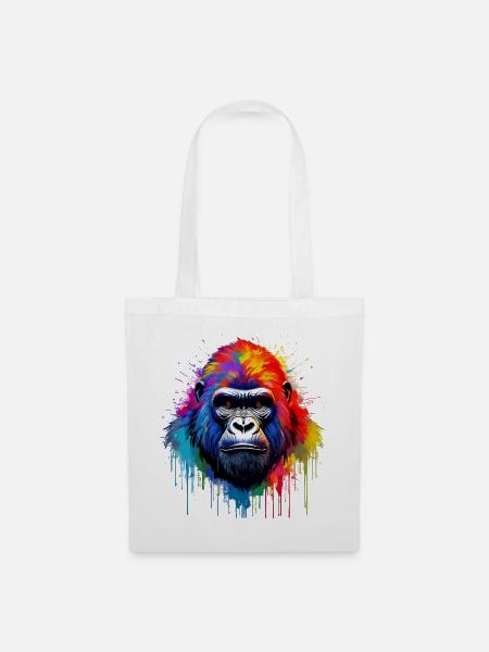 Regenbogen-Gorilla Kunst-Splash - Stoffbeutel - Weiß