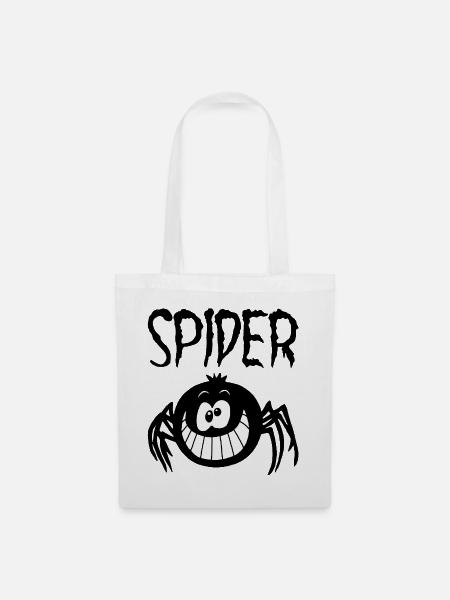 Lustige weiße Spinne - Stoffbeutel - Weiß