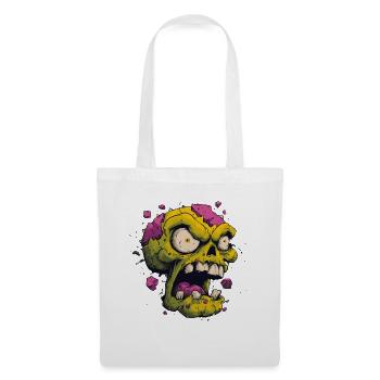 Crâne explosif – Motif comique d’horreur - Sac en tissu - blanc - Devant