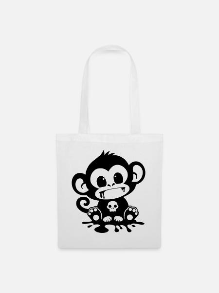 Spooky Affe mit Totenkopf - Stoffbeutel - Weiß