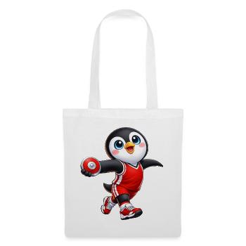 Dessin animé mignon du joueur de disque lancé un pingouin - Sac en tissu - blanc - Devant