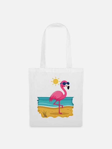 Flamingo beim Sonnenbad Nr.1 - Stoffbeutel - Weiß
