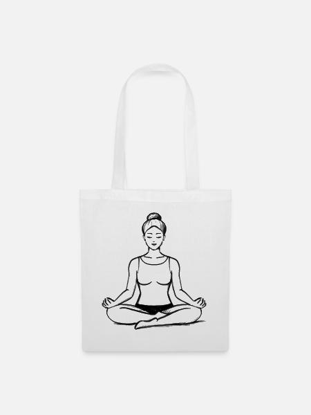 Meditierende Frau Yoga - Illustration - Stoffbeutel - Weiß