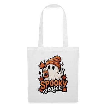Spooky Season Ghost with Pumpkin Hat - Tote Bag - white - Front