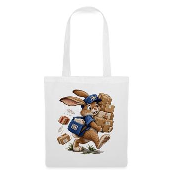 Hase als Paketbote   - Stoffbeutel - Weiß - Vorne