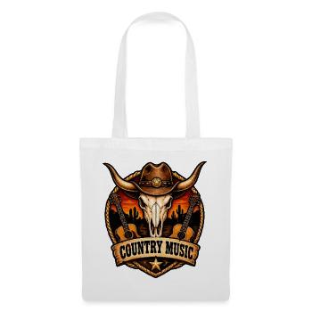Country Musik Schädel Ranch - Stoffbeutel - Weiß - Vorne