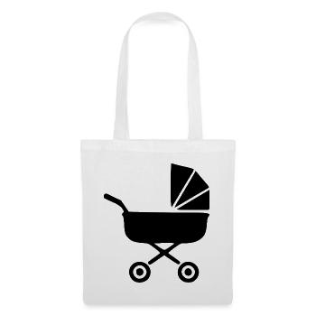 Schwarzer Kinderwagen Baby Geburt Geschenk  - Stoffbeutel - Weiß - Vorne