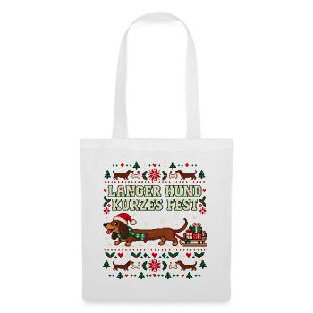 Weihnachtsdackel - Langer Hund kurzes Fest - Stoffbeutel - Weiß - Vorne