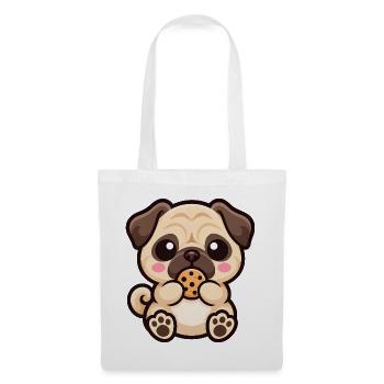 Mops Hund Keks Cartoon Kawaii Süßigkeit - Stoffbeutel - Weiß - Vorne