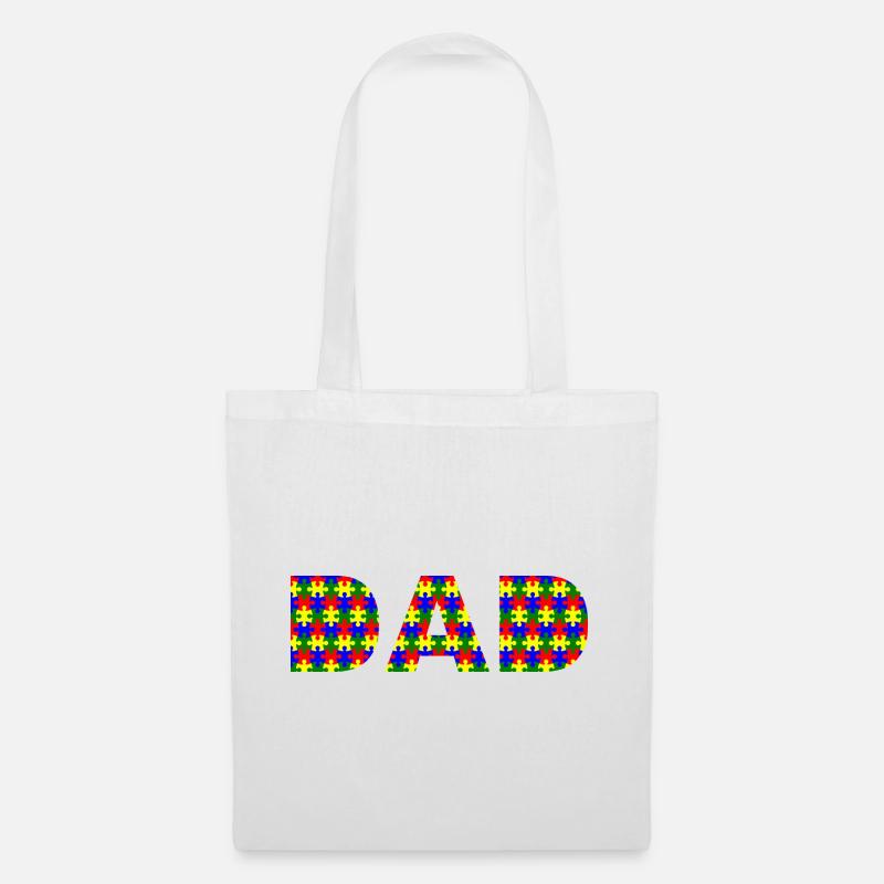 DAD autism letter puzzle pattern - Tote Bag - white