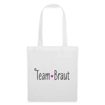 Team Braut rosa Herz Hochzeit Heirat Brautjungfer - Stoffbeutel - Weiß - Vorne