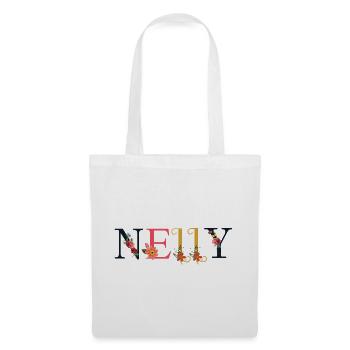 Nom NELLY décoré de fleurs - Sac en tissu - blanc - Devant